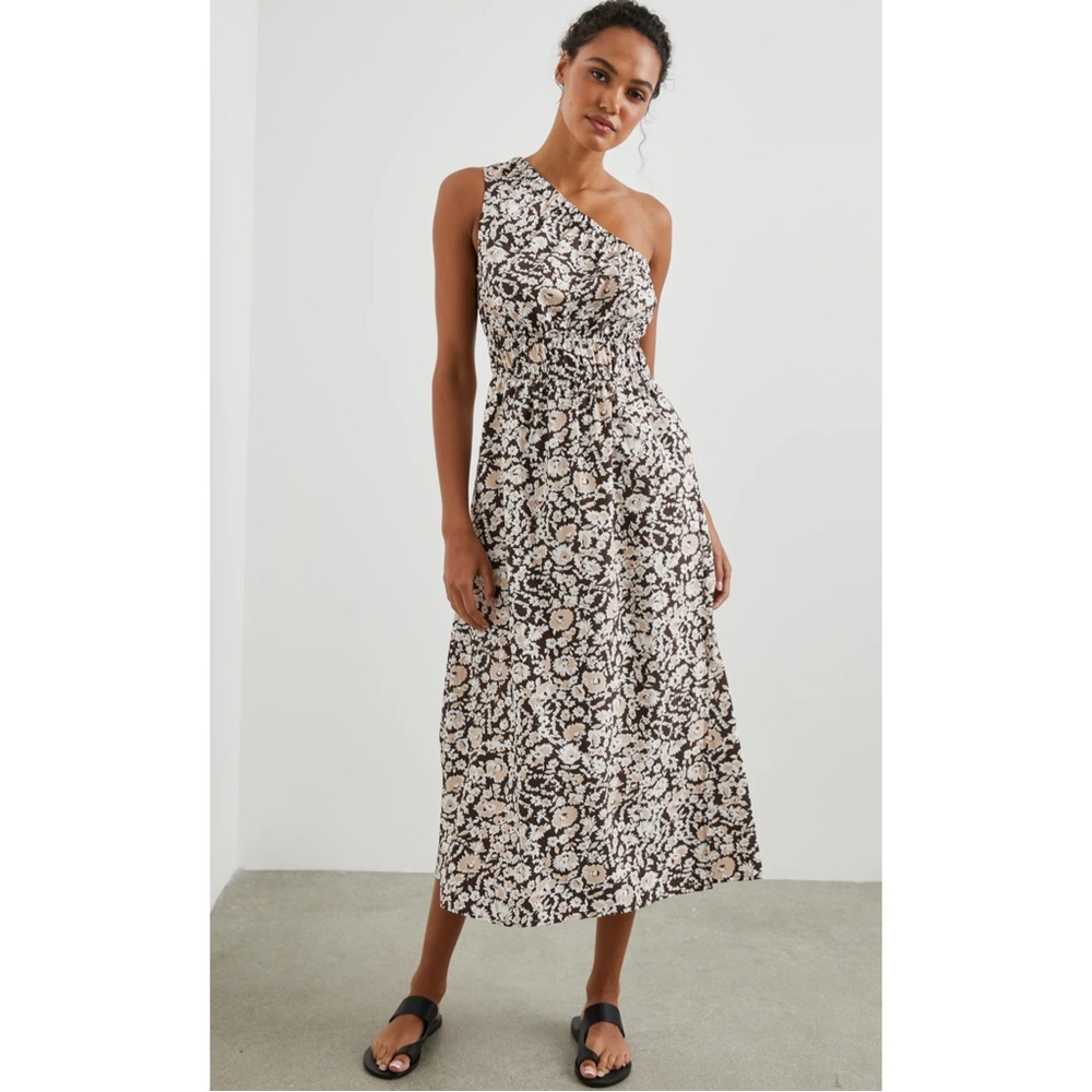 RAILS | $248 Selani Poplin One Shoulder Midi Dress in Russet Floral, Size Medium - Picture 4 of 13